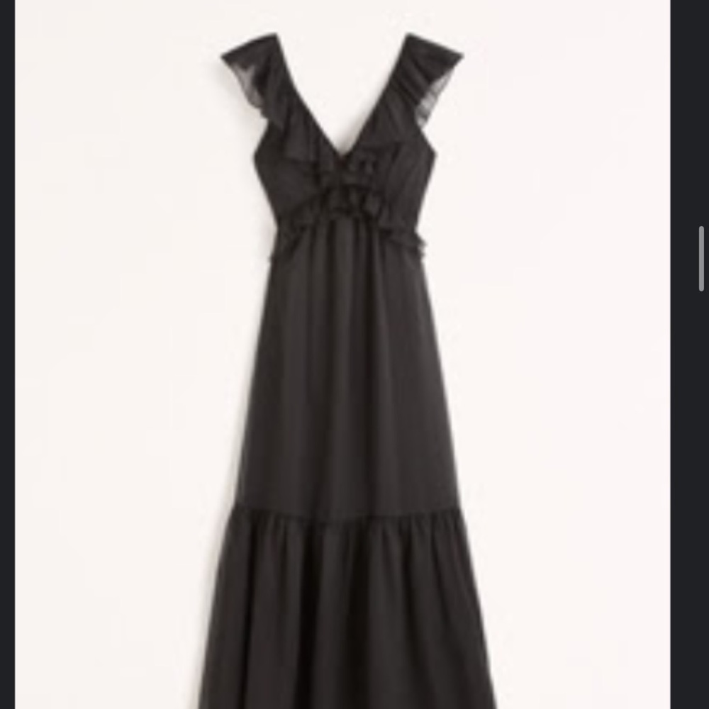 Abercrombie & Fitch Black Maxi Dress with Ruffle Accents